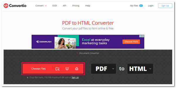 Käytä Convertio PDF -muotoa HTML-muotoon