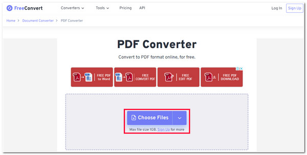 Käytä Freeconvert Import PDF