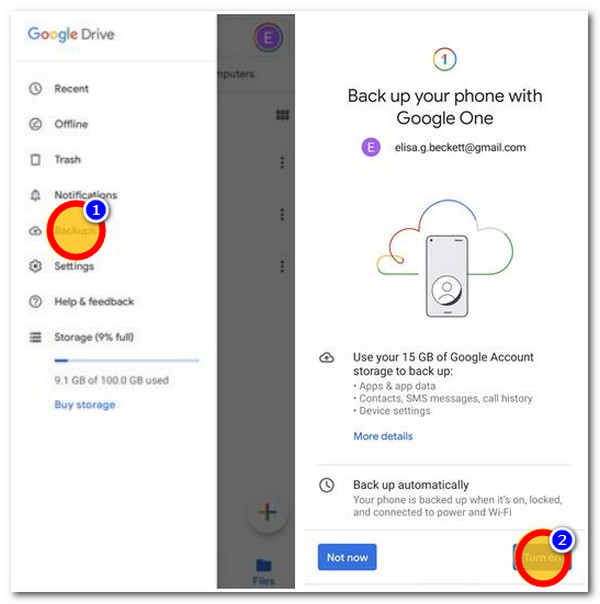 Varmuuskopioi tiedot Google Driven avulla