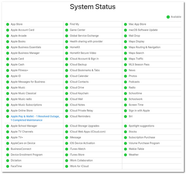 iMessage System Status