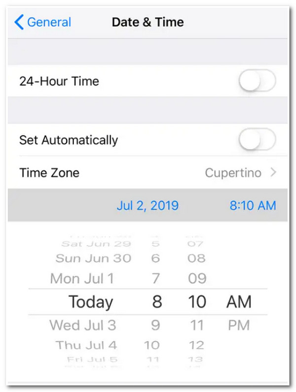 Set Date and Time Manually