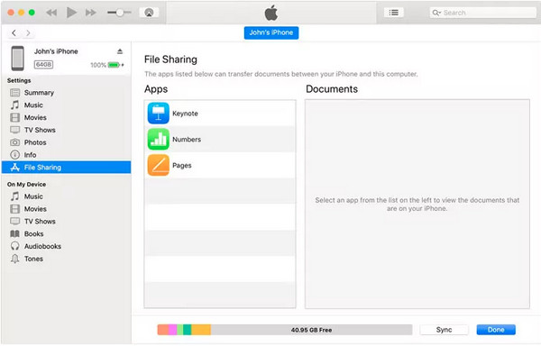 Pindahkan Fail dengan iTunes