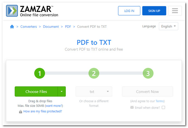 ZamZar PDF zu Text
