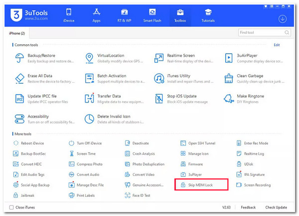 3UTools Select Skip MDM Lock