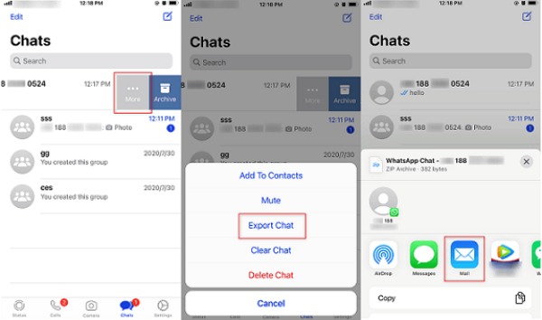 Varmuuskopioi WhatsApp-viestien sähköposti
