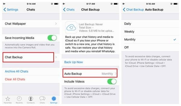 Backup WhatsApp Messages iCloud