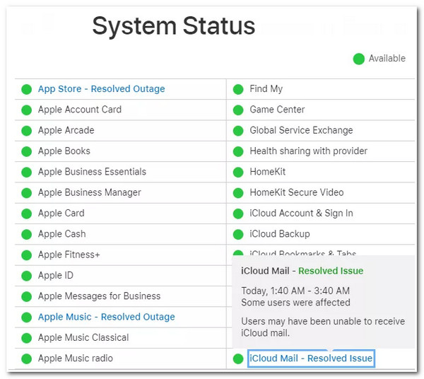 Check Apple Server Status