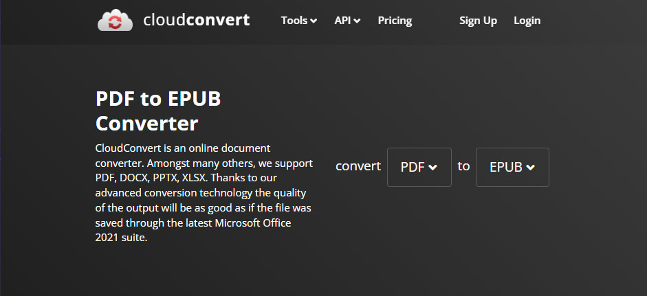 CloudConvert PDF to EPUB