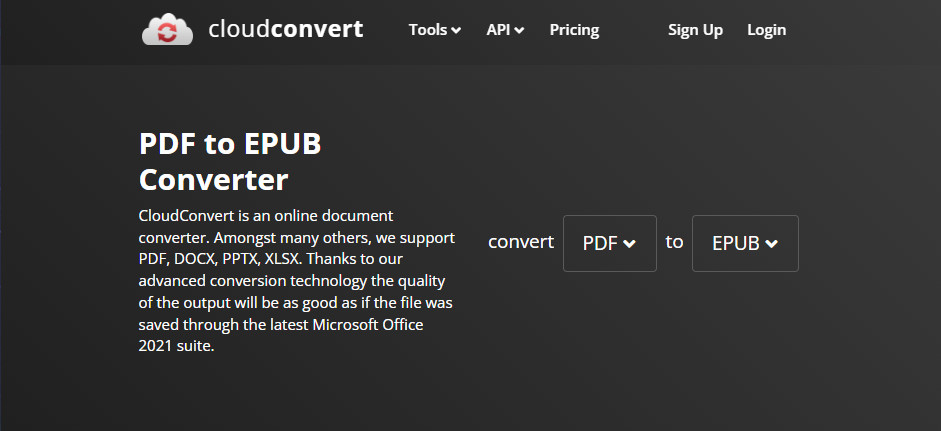 CloudConvert PDF till EPUB