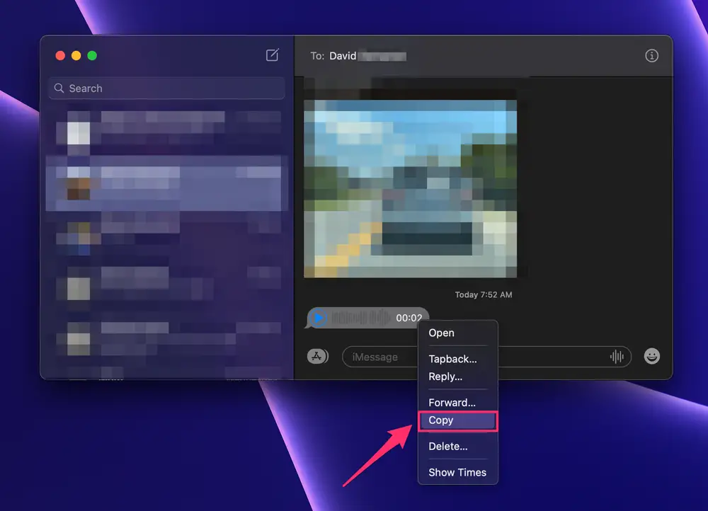 Hangüzenet másolása Mac WEBP-vel
