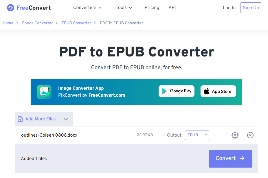 File Converter PDF to EPUB