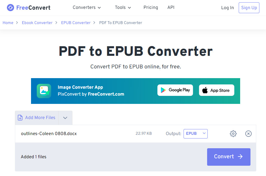 Filkonverterare PDF till EPUB