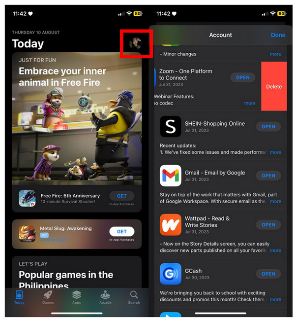 Odinstaluj aplikacje za pośrednictwem App Store