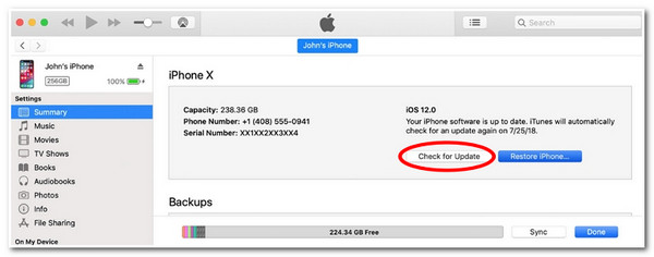 Update iPhone on iTunes Finder