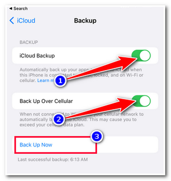 Backup iPhone to iCloud Over Cellular Data
