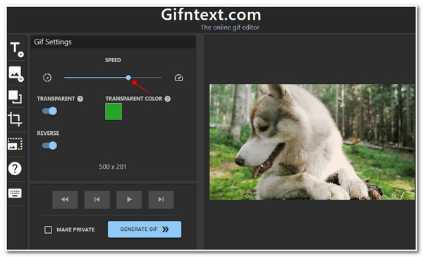 Gifntext-käyttöliittymä