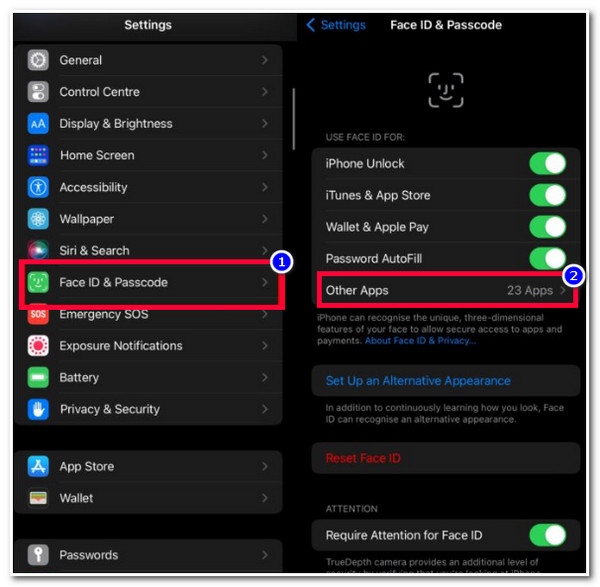 Lock App with Passcode Face ID