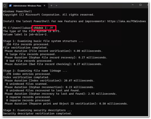 Futtassa a CHKDSK kódot