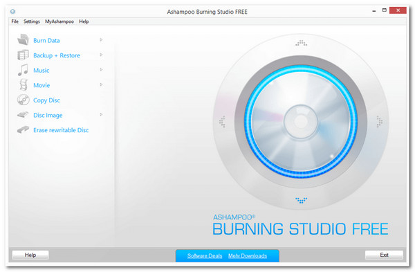 Ashampoo Burning Studio -käyttöliittymä
