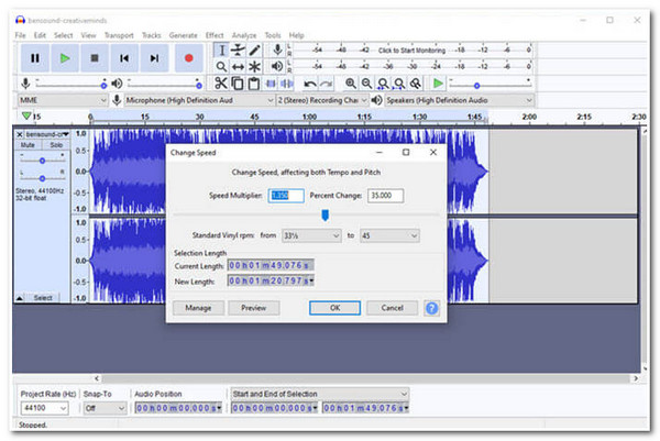 Audacity Music Speed Changer