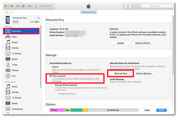 Az iPhone iTunes biztonsági mentése