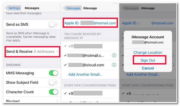 Kirjaudu iMessage uudelleen