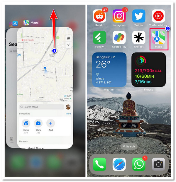 Start Apple Maps på nytt