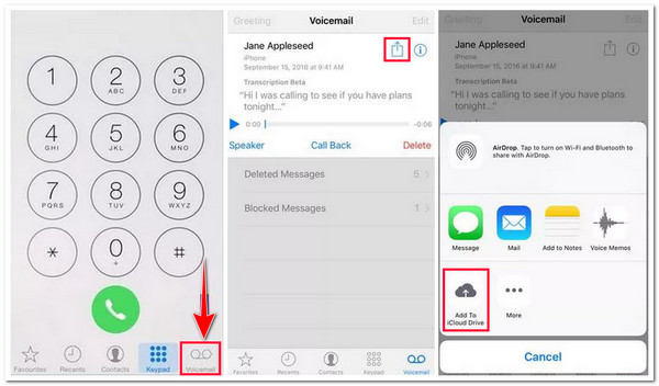 Save Voicemail iCloud Drive