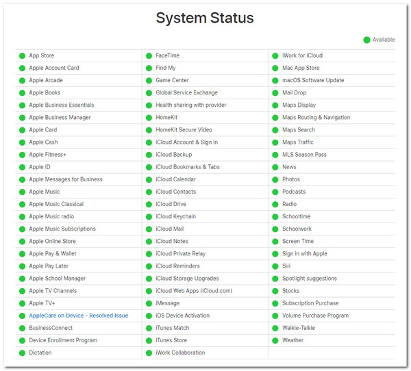 System Status Page