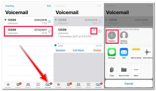 Transfer Voicemail Airdrop