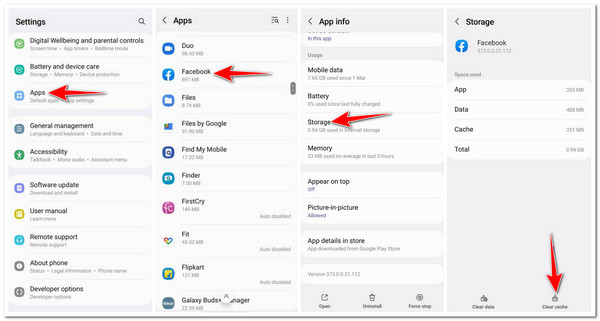 ล้างแคช Facebook Android