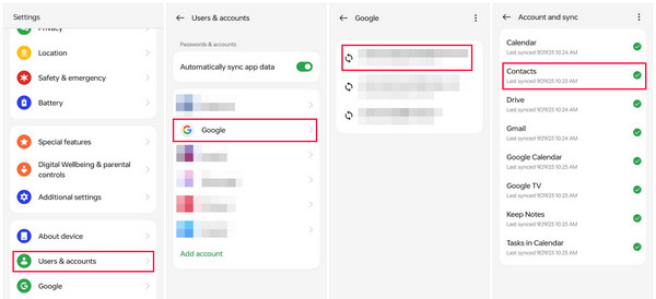 Synkronisera kontakter på Google