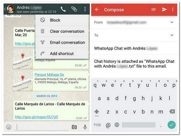 WhatsApp-E-Mail übertragen