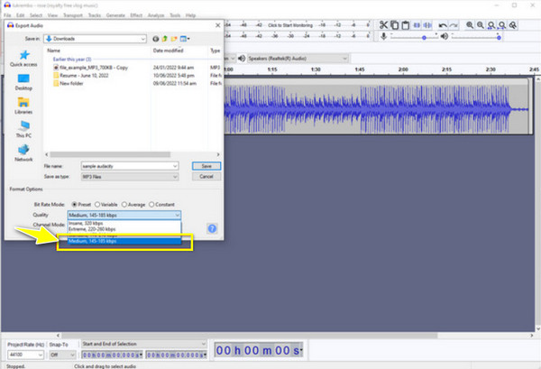 Audacity – Formatoptionen ändern