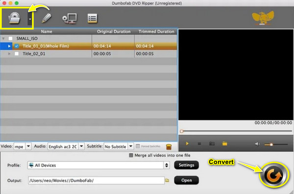 Dumbofab DVDをMP4に変換する