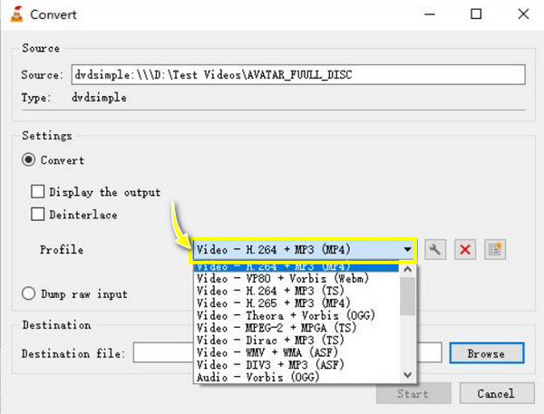Vlc Konverter DVD til H264