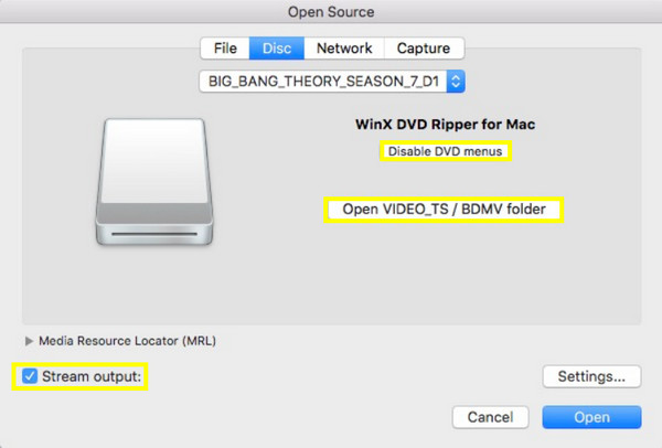 VLC アップロード DVD