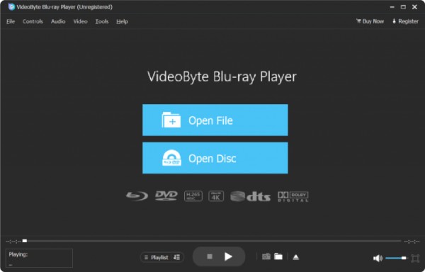 Videobyte Blu Ray Playerin kotisivu