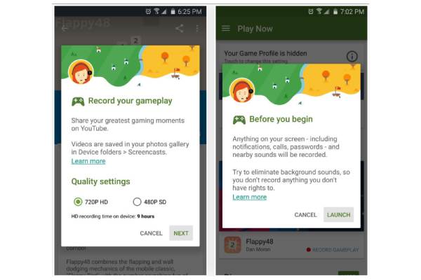 Google Start Gamepl for å spille inn