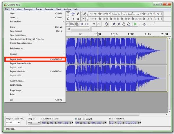 Export Audio Audacity