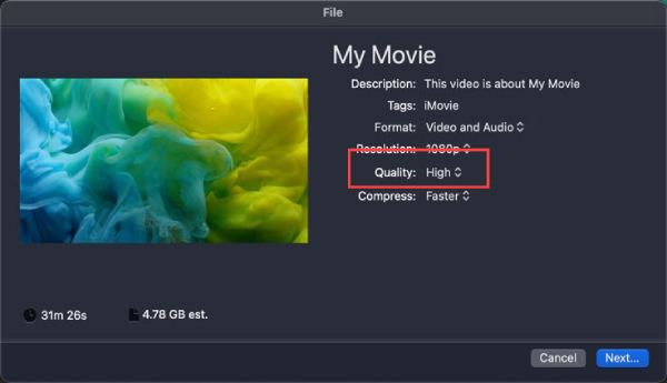 Export iMovie do MP4