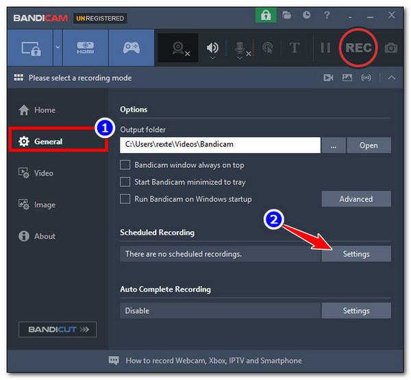 Bandicam Access Schedule Recording