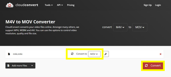 Cloudconvert M4v'yi Mov'a Dönüştür
