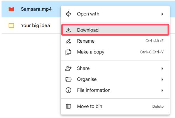 下载编辑后的视频 Google Drive