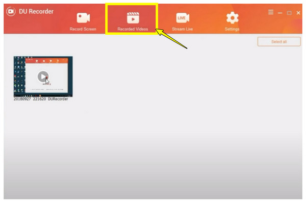Du Screen Recorder opgenomen video's