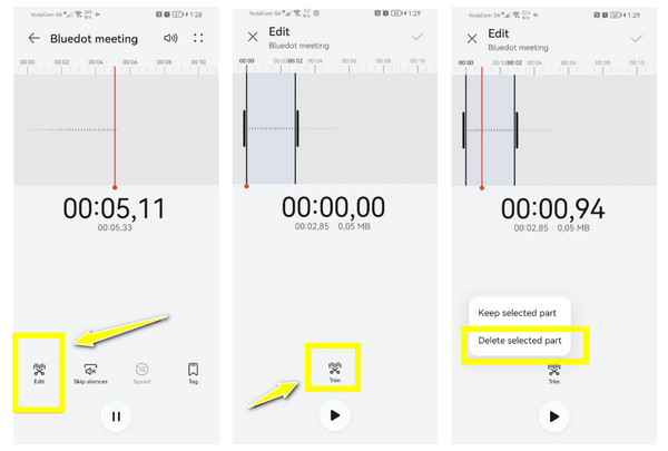 Modifier l'enregistrement audio