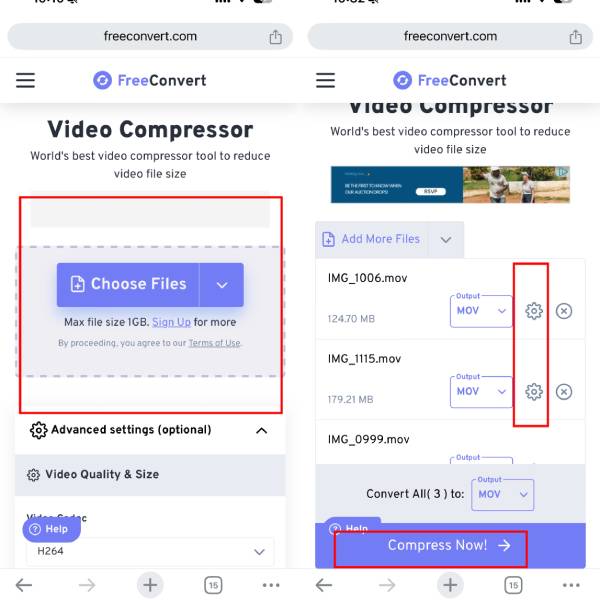 Freeconvert iPhone Compress