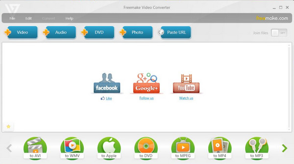 Freemake Video Dönüştürücü Arayüzü