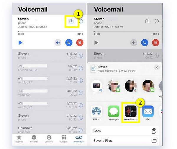 تسجيل رسالة بريد صوتي من الآخرين على iPhone