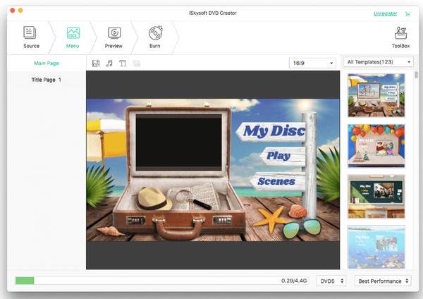 iSkysoft डीवीडी मेनू टेम्पलेट्स